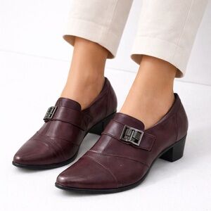 Dorking by Fluchos Burgundy Leather Loafers Size 40 Women’s Comfort Dress Shoes